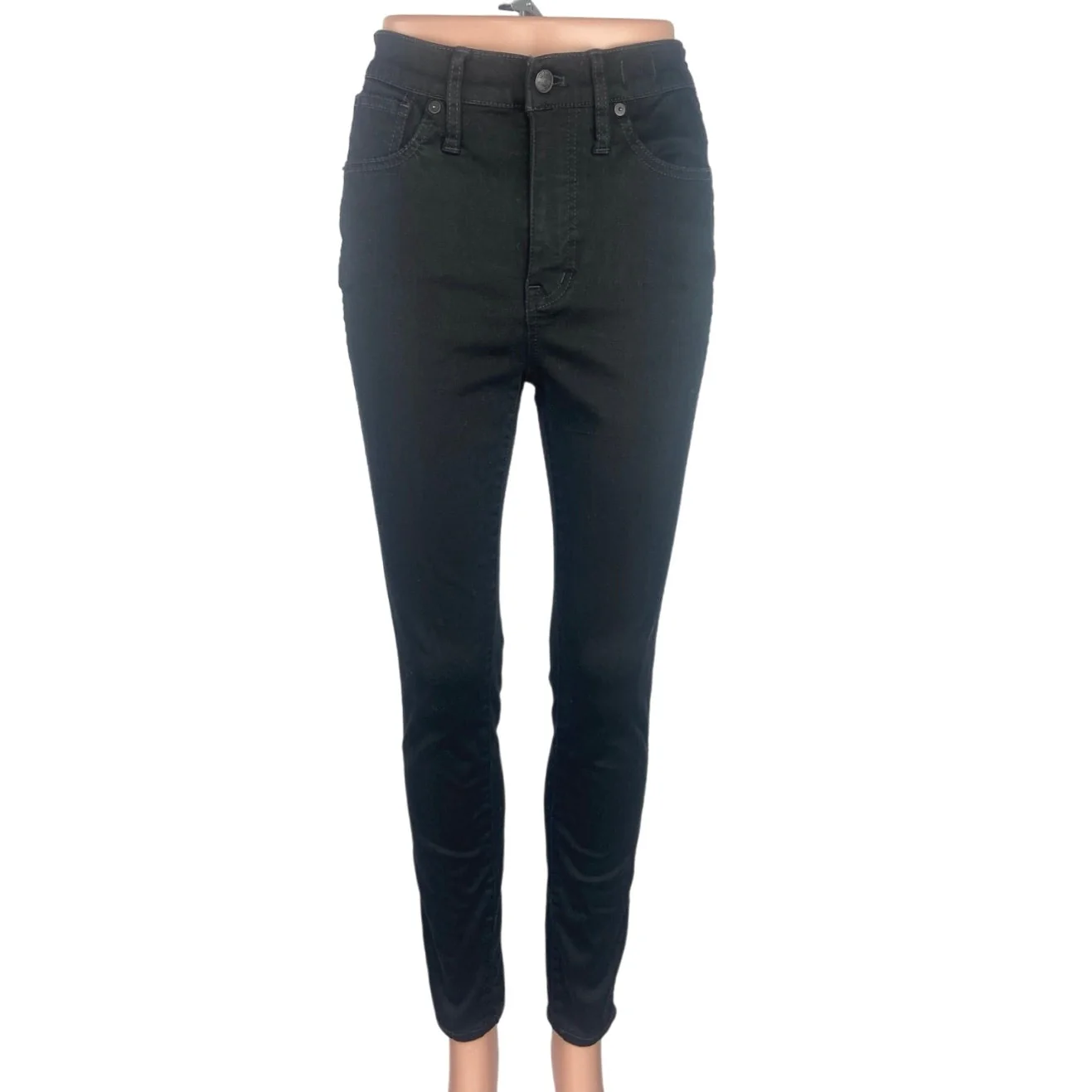 Madewell Black 10" High Rise Skinny Stretch Ankle Cropped Denim Jeans Size 27