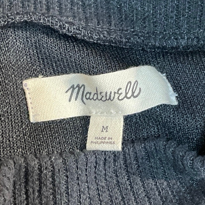 Madewell Black Mock Neck Long Sleeve Crop Tee T-Shirt Sweatshirt Sweater Top M - Image 4