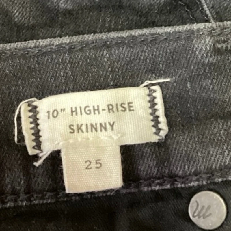 Madewell Black Washed Button Fly Raw Hem High Rise Skinny Denim Jeans Size 25 - Image 5