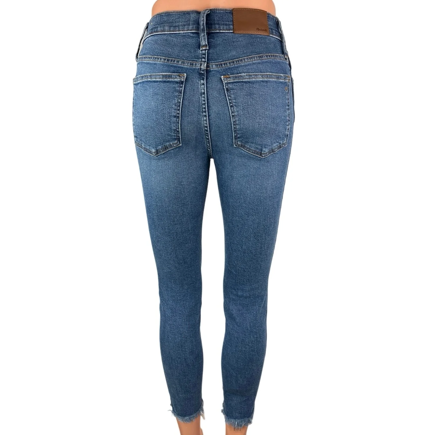 Madewell Blue 10" High Rise Skinny Button Fly Frayed Hem Crop Denim Jeans 26 - Image 3