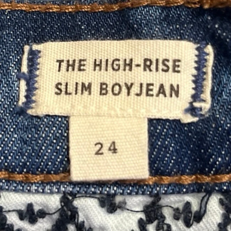 Madewell Blue Beaded Embroidered High Rise Slim Boyjean Skinny Denim Jeans Sz 24 - Image 6