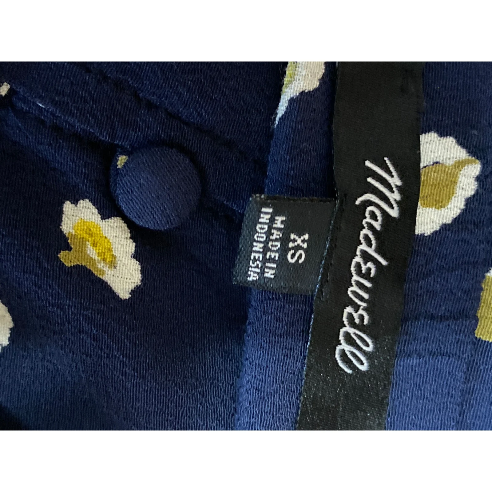 Madewell Blue Floral Button Up Front Tie Sleeveless Crop Cami Tank Blouse Top XS - Image 3