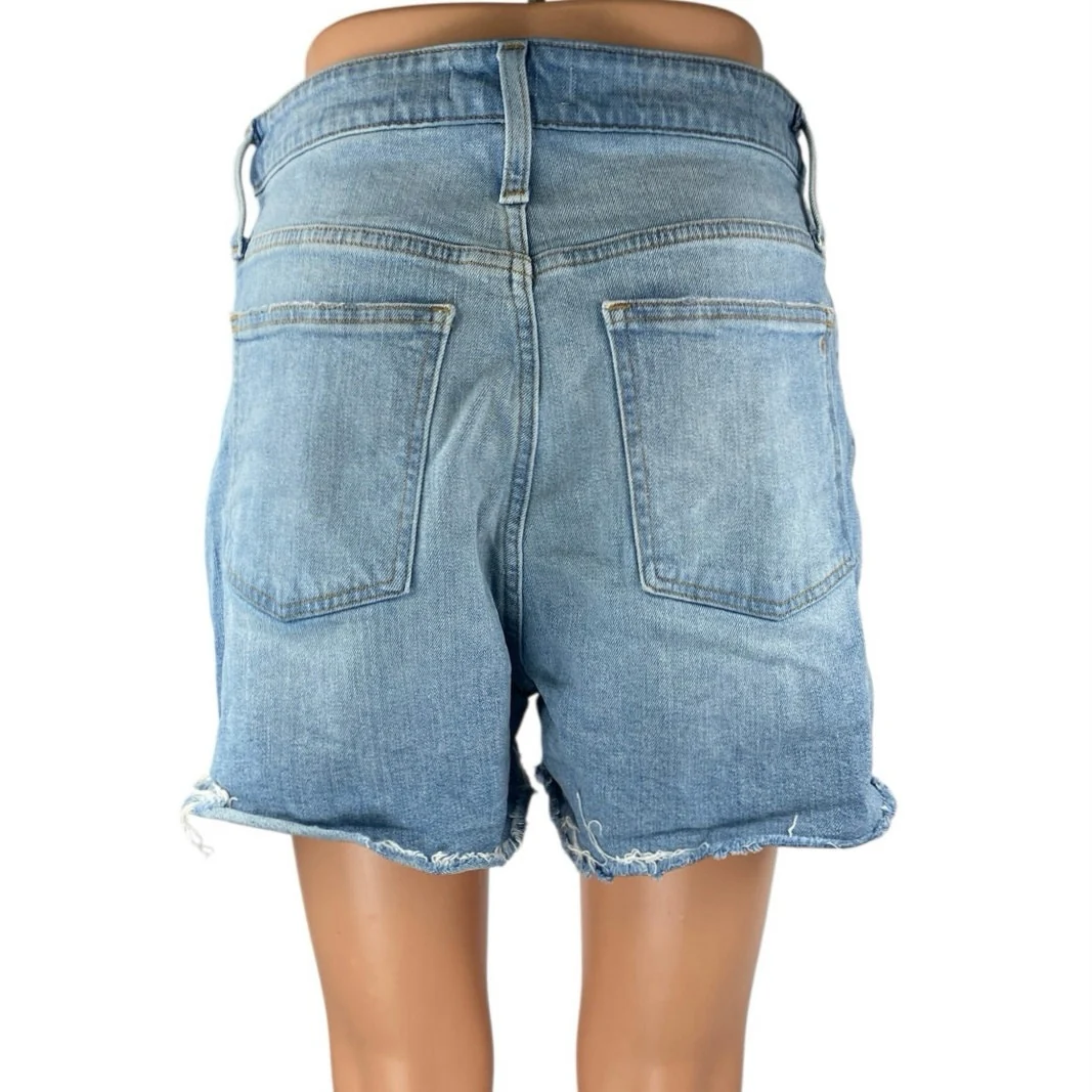 Madewell Blue Frayed Raw Hem High Waist Cut-Off Denim Jeans Bermuda Shorts 26 - Image 3