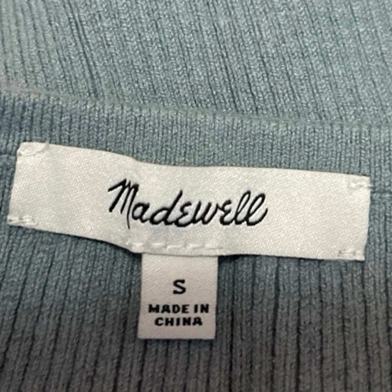 Madewell Blue Sleeveless Ribbed Knit Corset Bustier Crop Sweater Tank Top Sz S - Image 3