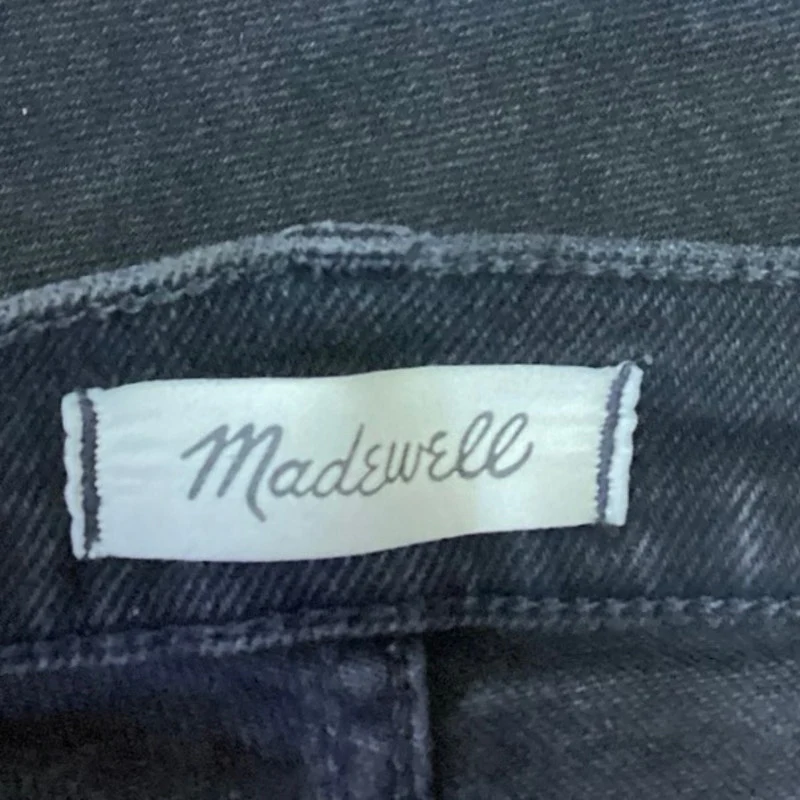 Madewell Cali Demi-Boot Black Frayed Raw Hem High Rise Cropped Denim Jeans Sz 27 - Image 4