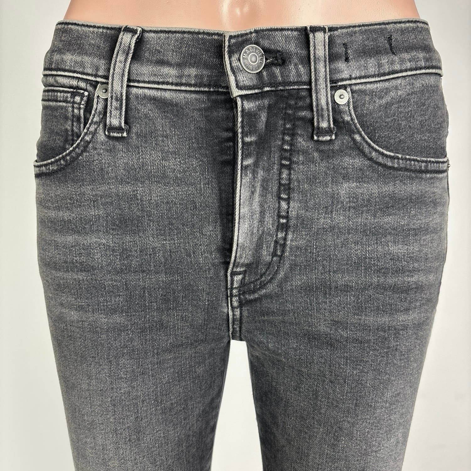 Madewell Charcoal Gray Cotton 10” High Rise Ankle Skinny Denim Jeans Size 25 - Image 4