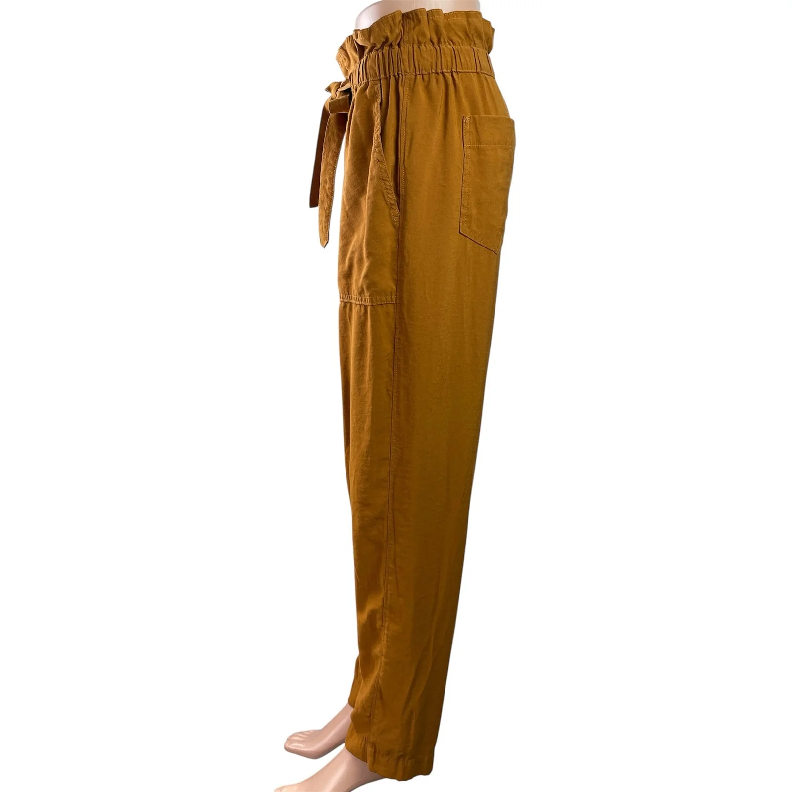 Madewell Dunaway Womens Brown High Waisted Tapered Leg Paperbag Trousers Pants S - Image 2
