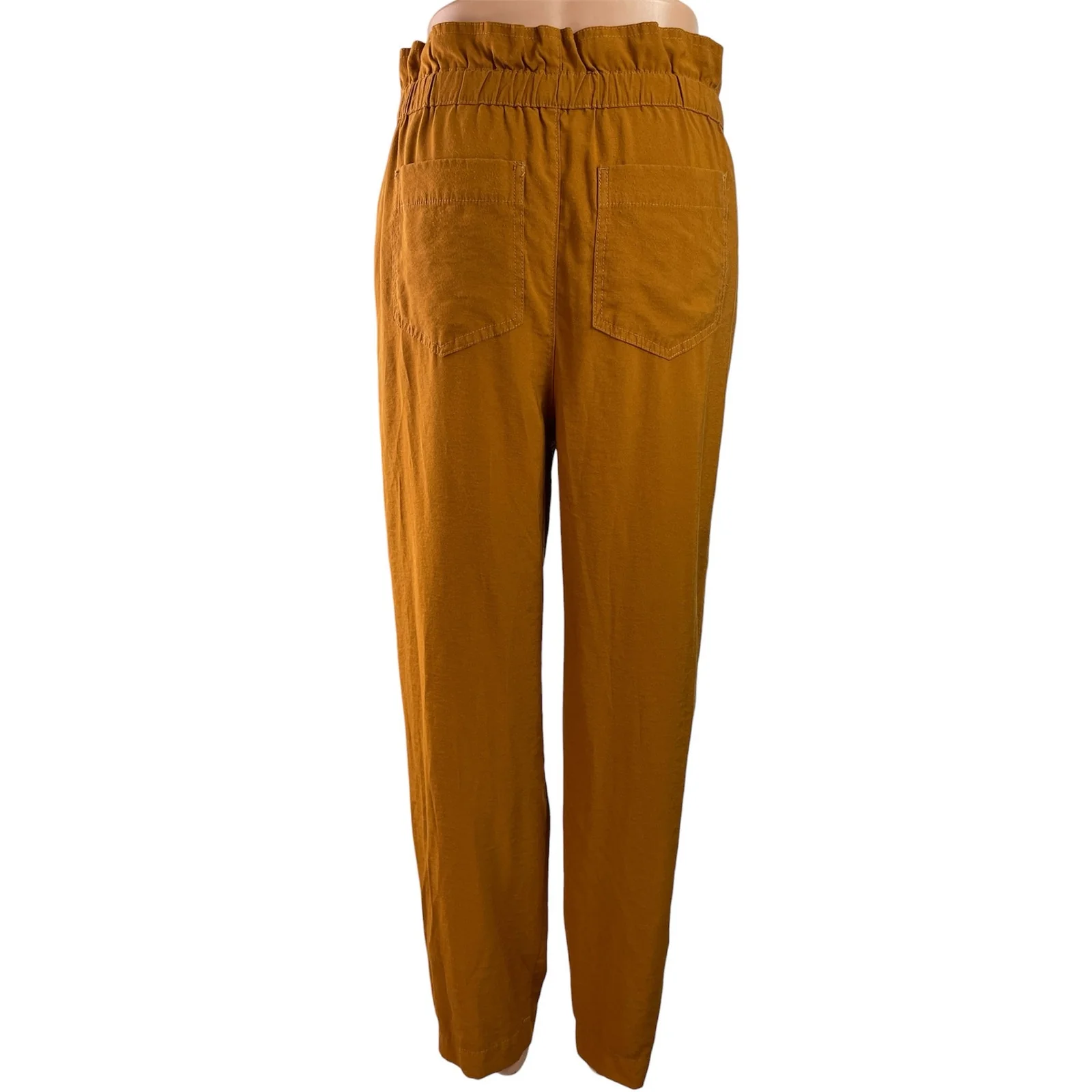Madewell Dunaway Womens Brown High Waisted Tapered Leg Paperbag Trousers Pants S - Image 3