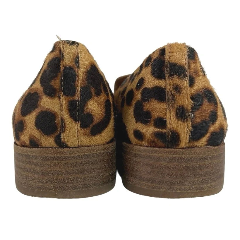 Madewell Frances Brown Black Leopard Haircalf Slip On Heeled Loafer Shoes Size 9 - Image 3