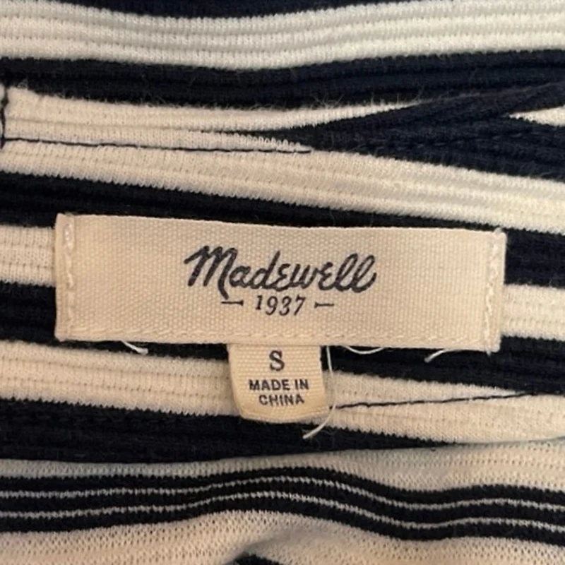 Madewell Gallerist Ponte Blue White Striped 3/4 Sleeve Pullover Blouse Top Sz S - Image 3