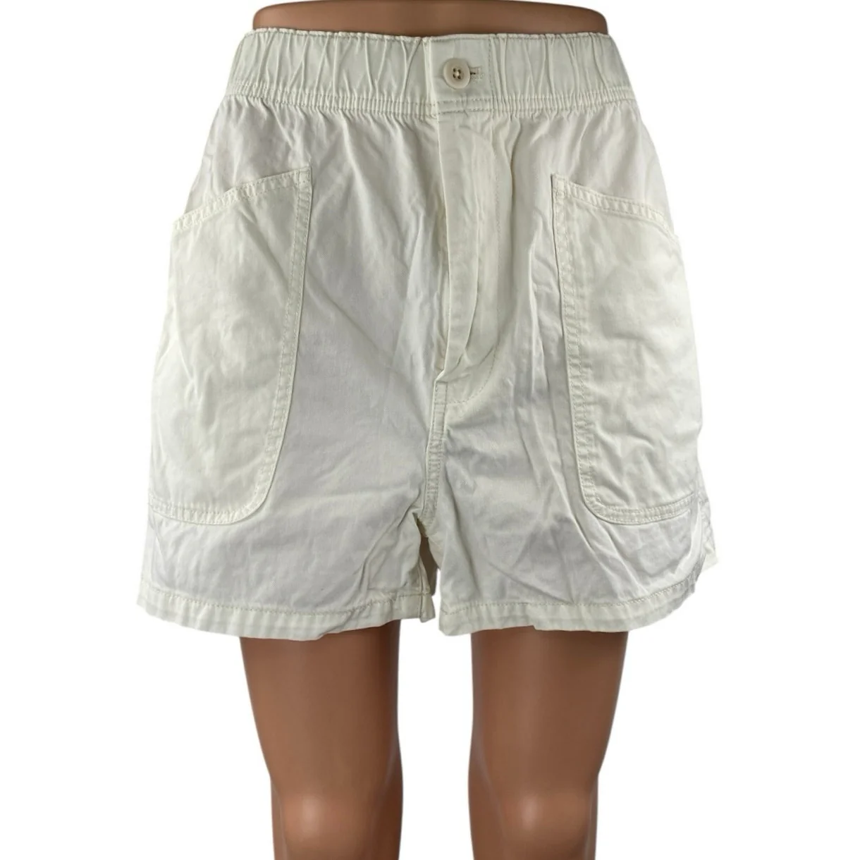 Madewell Garment-Dyed Women's White Pull On High Waisted Utility Shorts Size 29