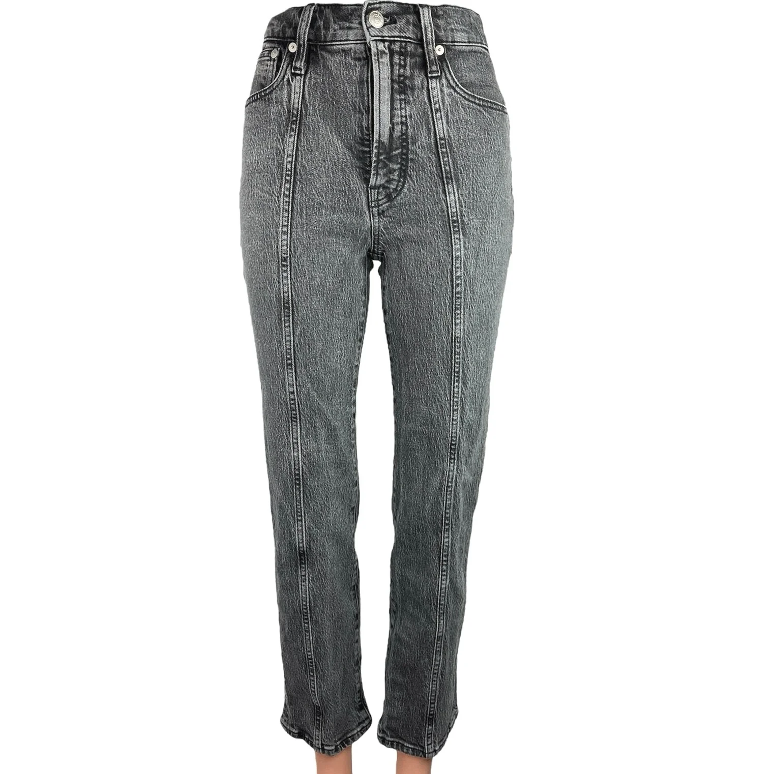 Madewell Gray High Rise Denim Ankle The Perfect Vintage Straight Jeans Size 23