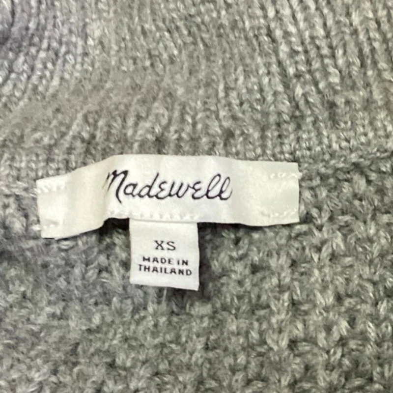 Madewell Gray Wool Waffle Knit Collar Long Sleeve Pullover Henley Sweater Top XS - Image 3