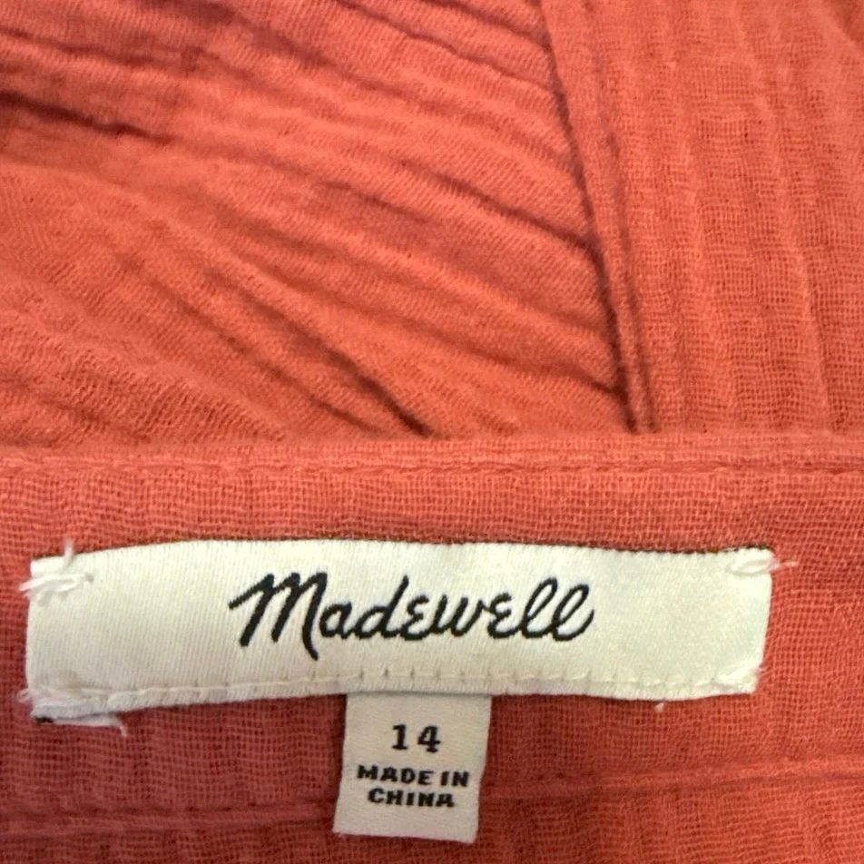 Madewell Lightspun Colette Orange Balloon Long Sleeve Tiered Swing Mini Dress 14 - Image 3