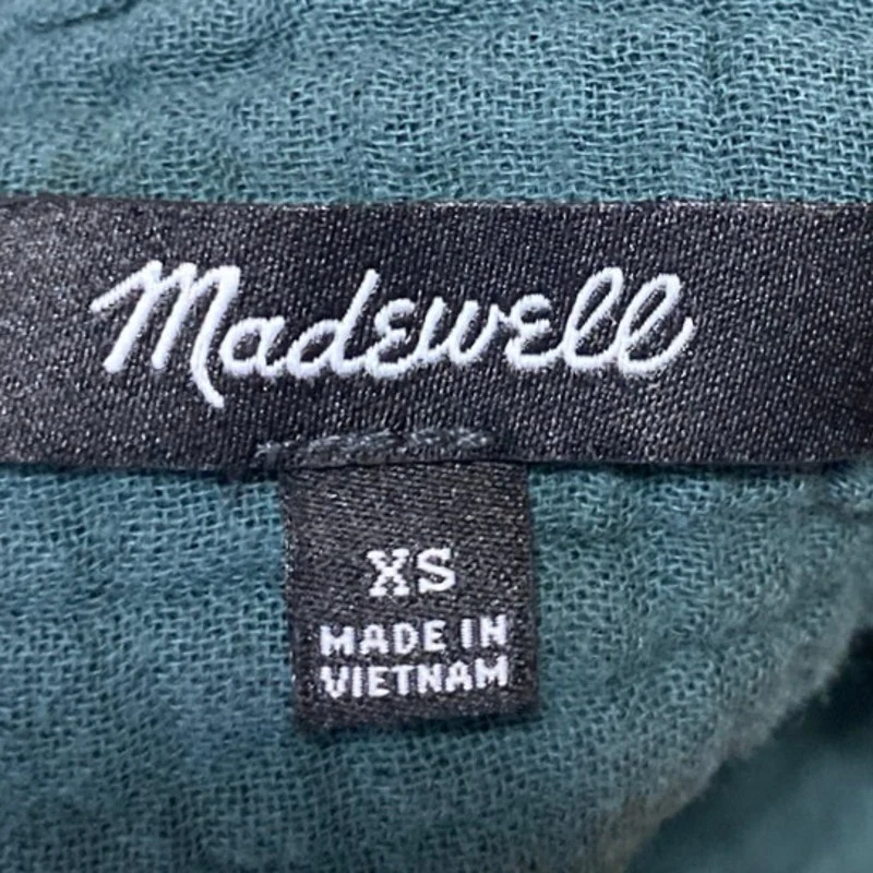 Madewell Lightspun Evert Green Gauze Long Sleeve Button Front Shirt Top Size XS - Image 4