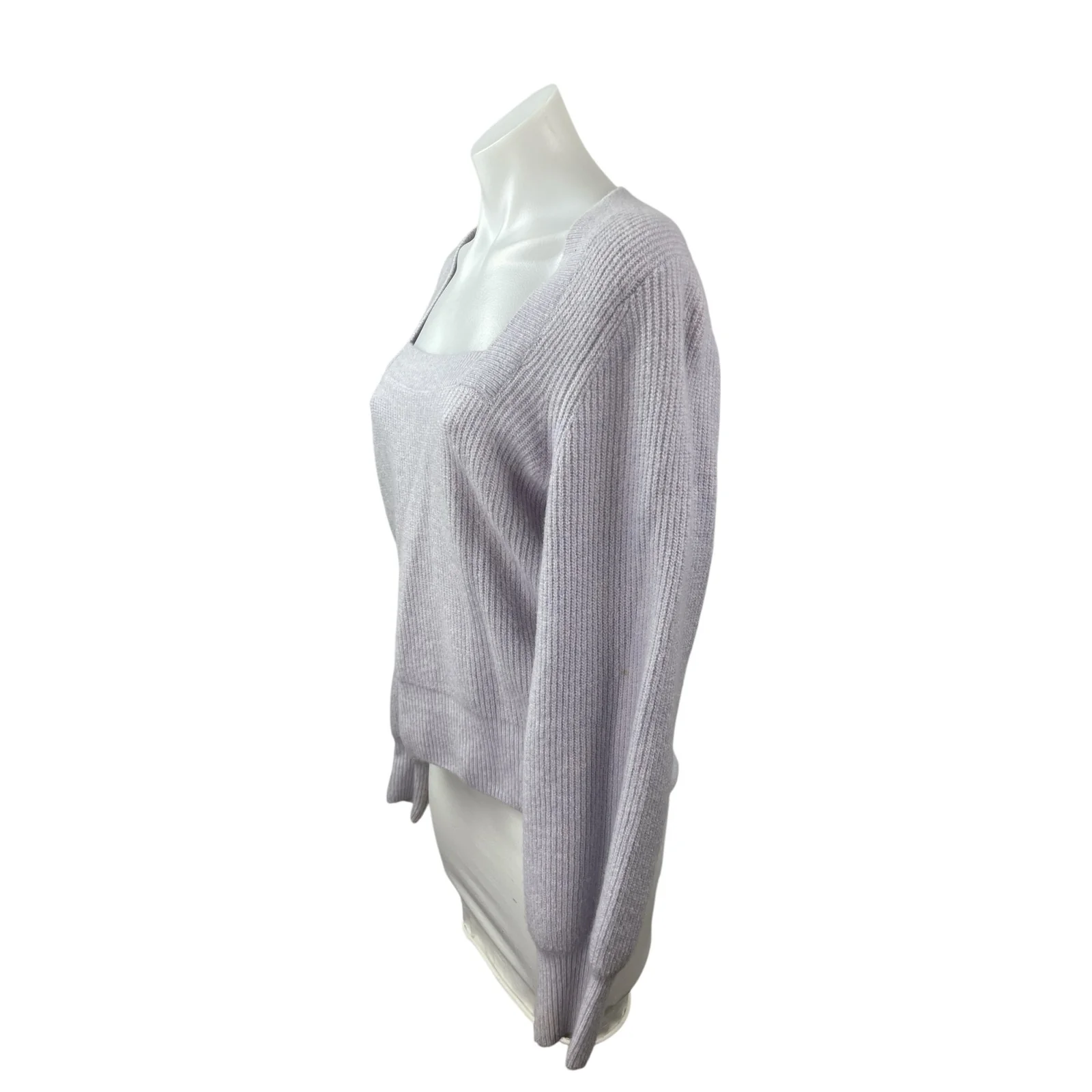 Madewell Melwood Purple Wool Ribbed Square Neck Long Sleeve Sweater Top Size M - Image 3