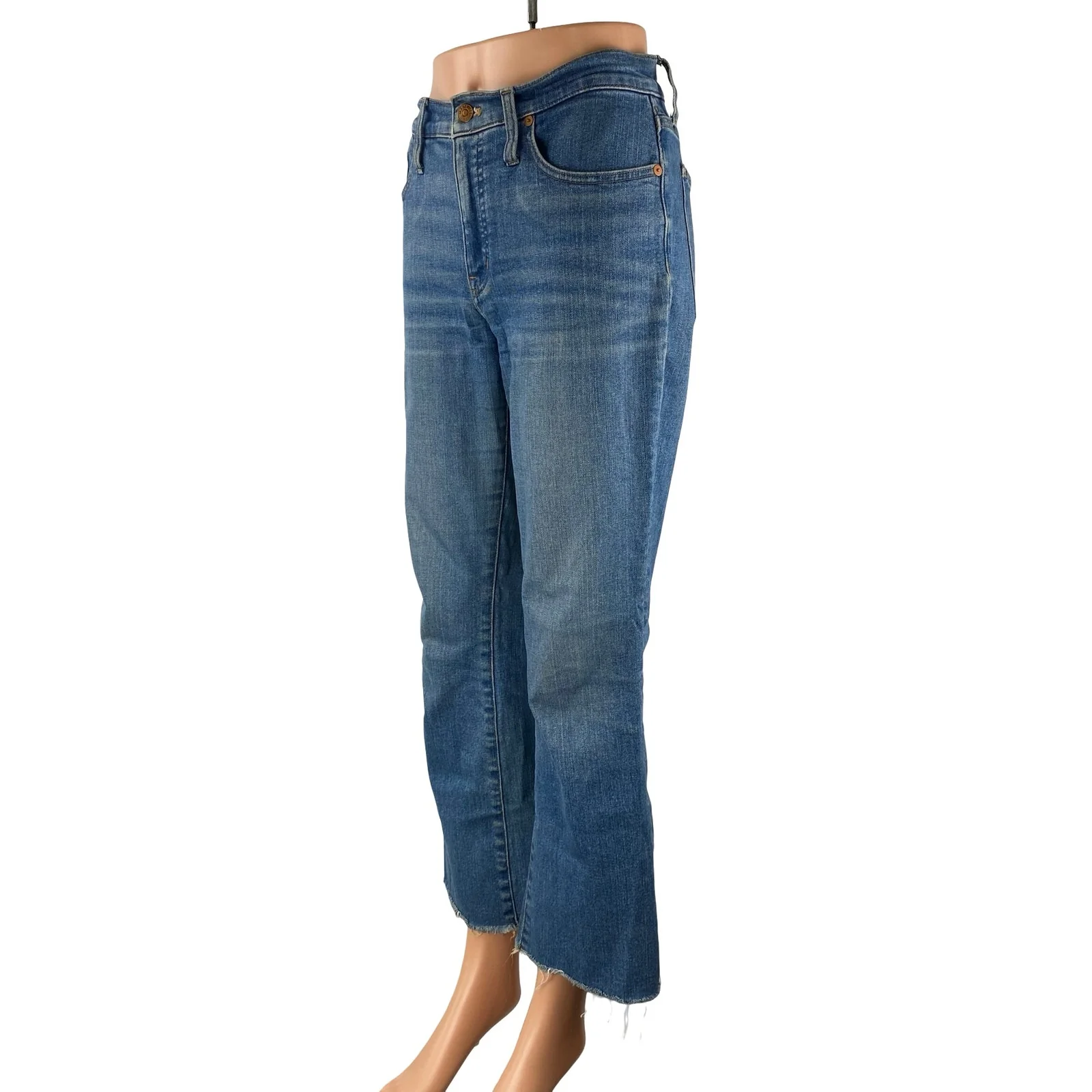 Madewell Mid Rise Kick Out Women's Blue Ankle Flared Bootcut Denim Jeans Size 28 - Image 2