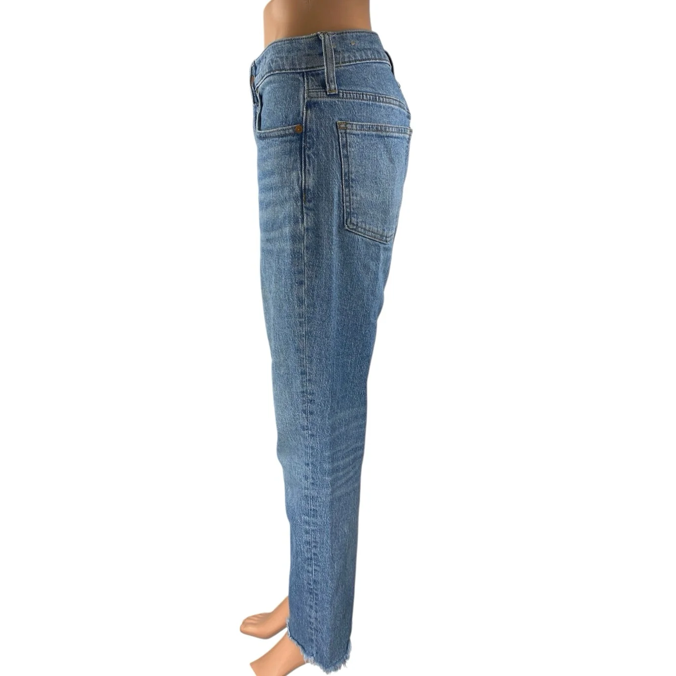 Madewell Perfect Vintage Blue High Waist Frayed Crop Straight Leg Denim Jeans 27 - Image 2