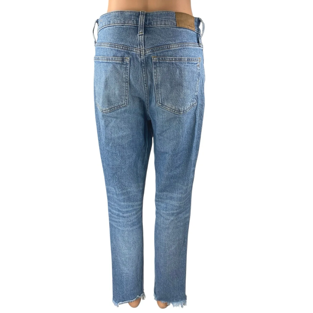 Madewell Perfect Vintage Blue High Waist Frayed Crop Straight Leg Denim Jeans 27 - Image 3