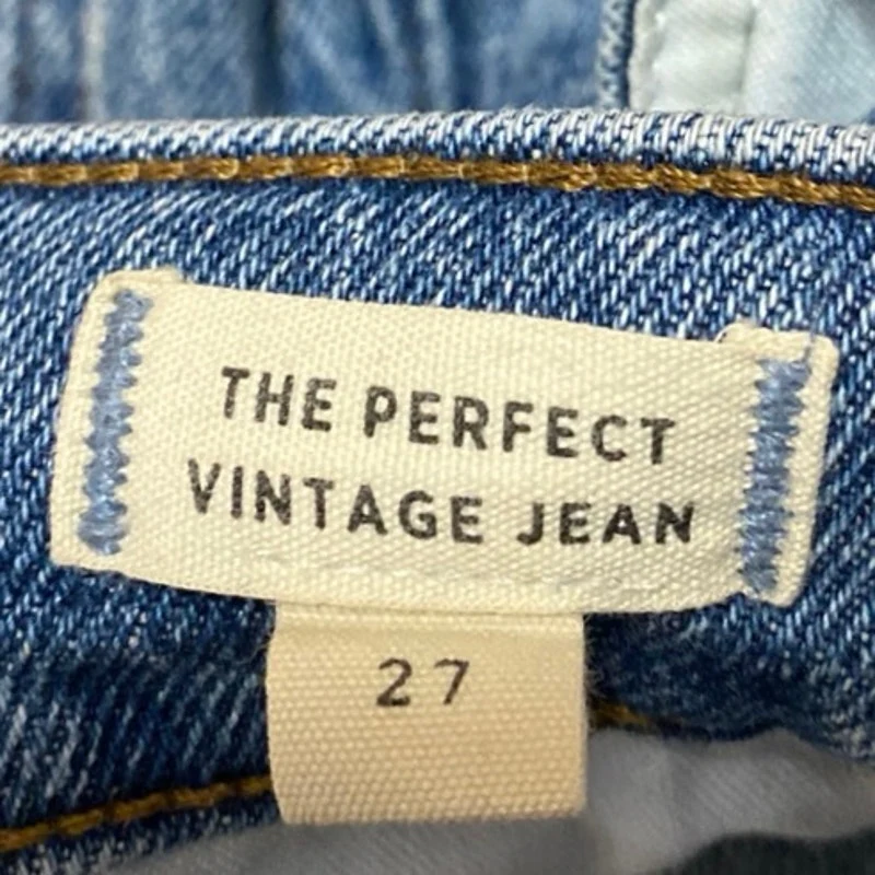 Madewell Perfect Vintage Blue High Waist Frayed Crop Straight Leg Denim Jeans 27 - Image 5