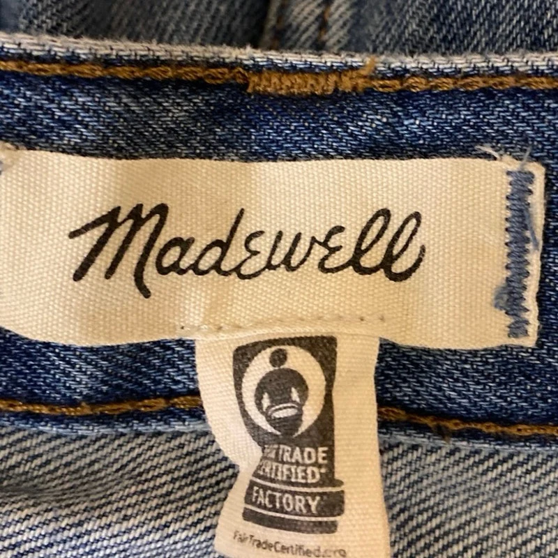 Madewell Rigid Women's Blue A Line Raw Hem Cut Off Denim Jean Skirt Size 25 - Image 5