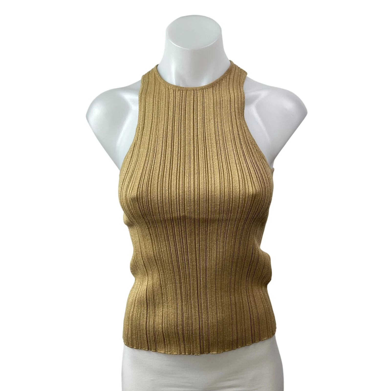 Madewell Signature Shimmer Knit Cutaway Brown Sleeveless Sweater Tank Top Sz XS