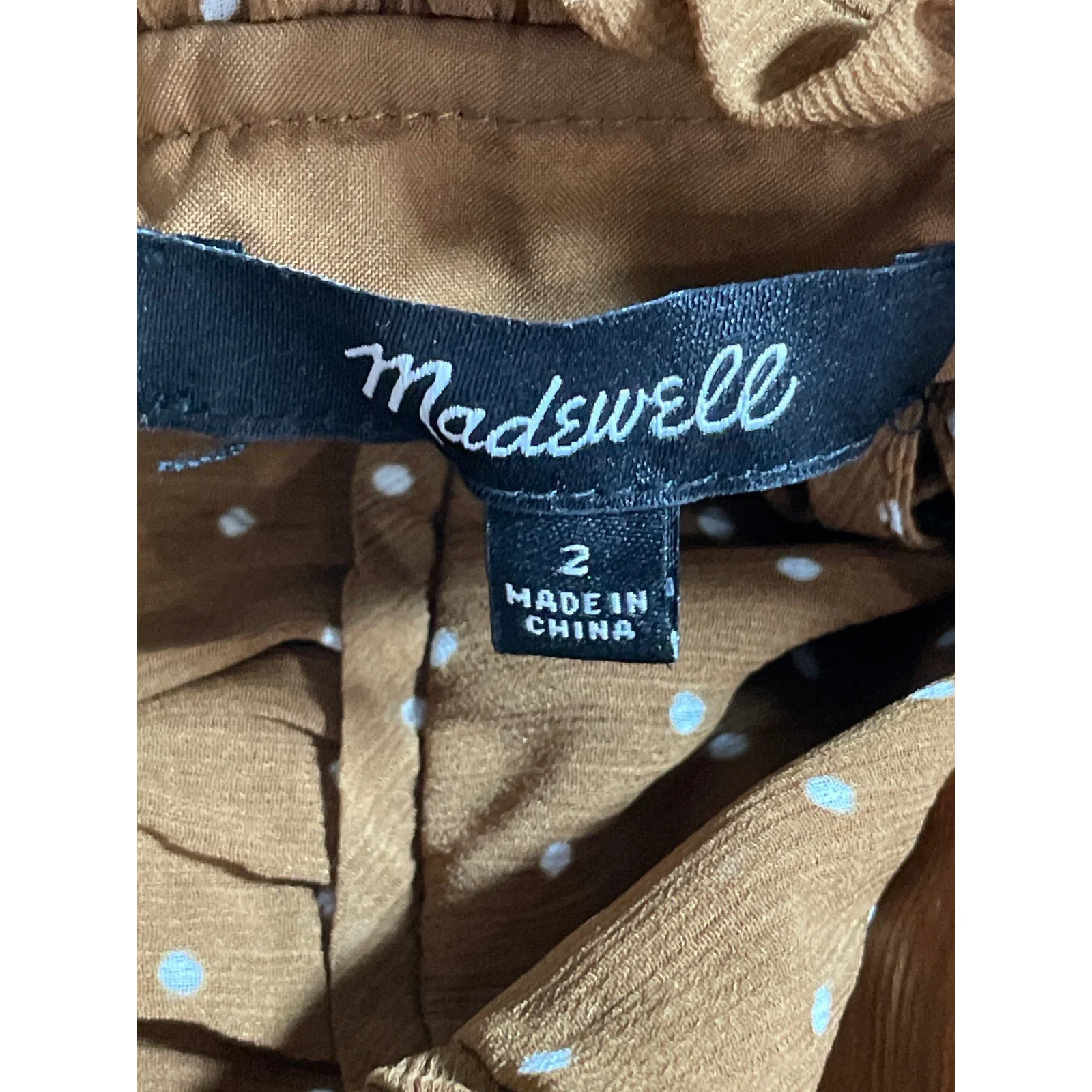 Madewell Sophia Tan Polka Dot Sleeveless Ruffle Cami Tiered Midi Dress Size 2 - Image 5
