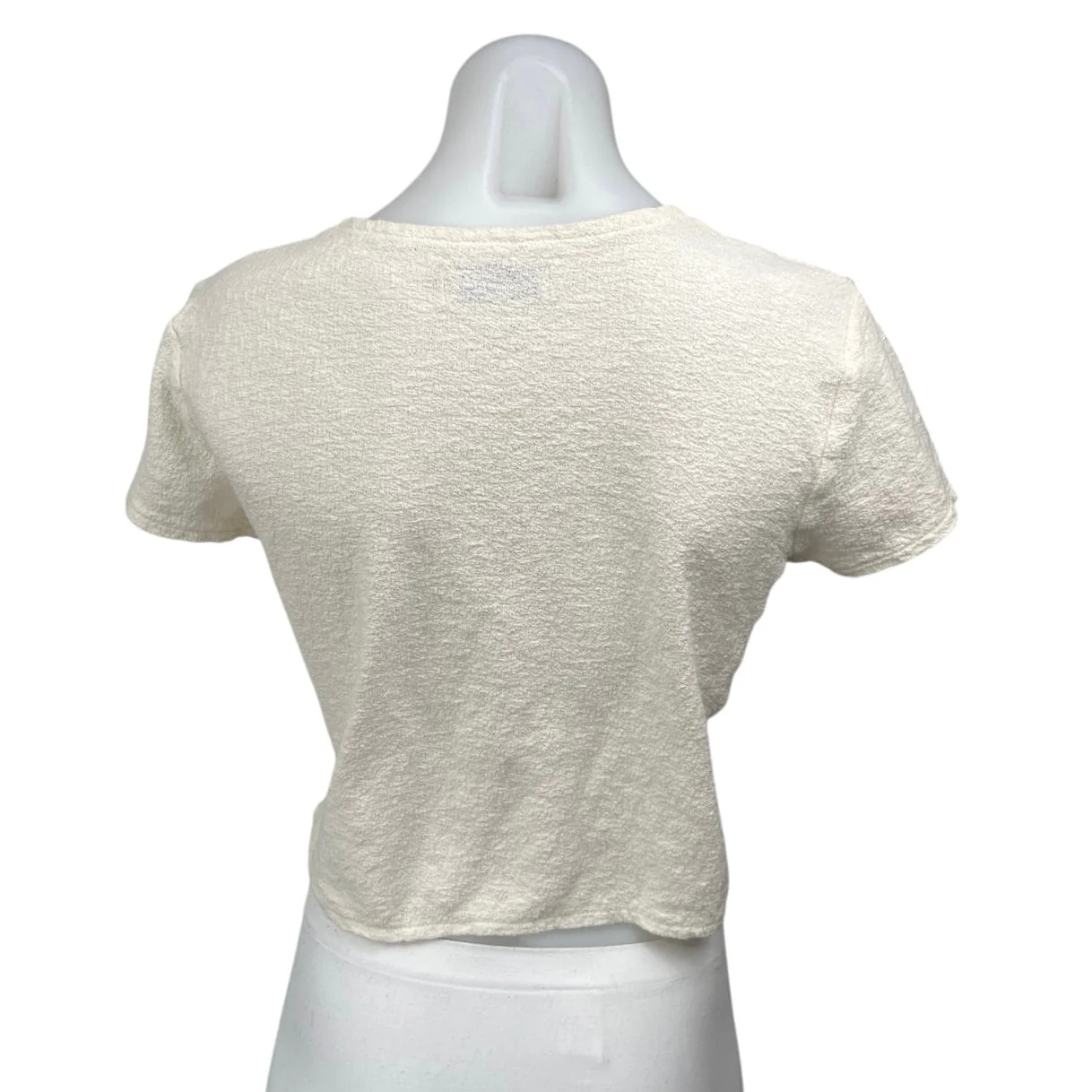 Madewell Texture & Thread Cream Short Sleeve Tie Wrap Crop Blouse Top Size S - Image 2