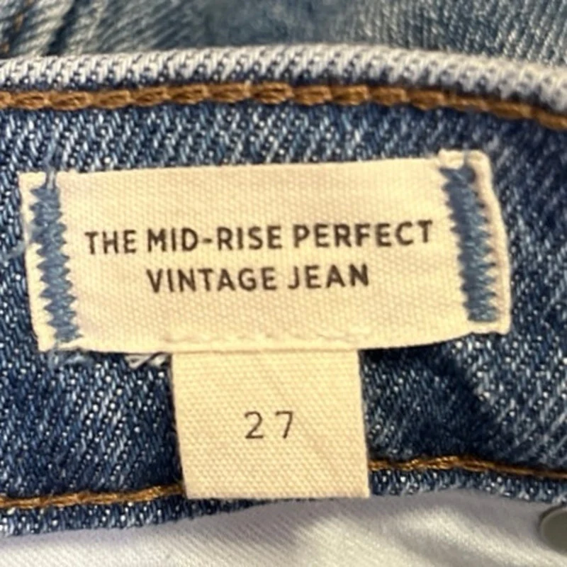 Madewell The Mid Rise Perfect Vintage Women's Blue Distressed Denim Jeans Sz 27 - Image 5