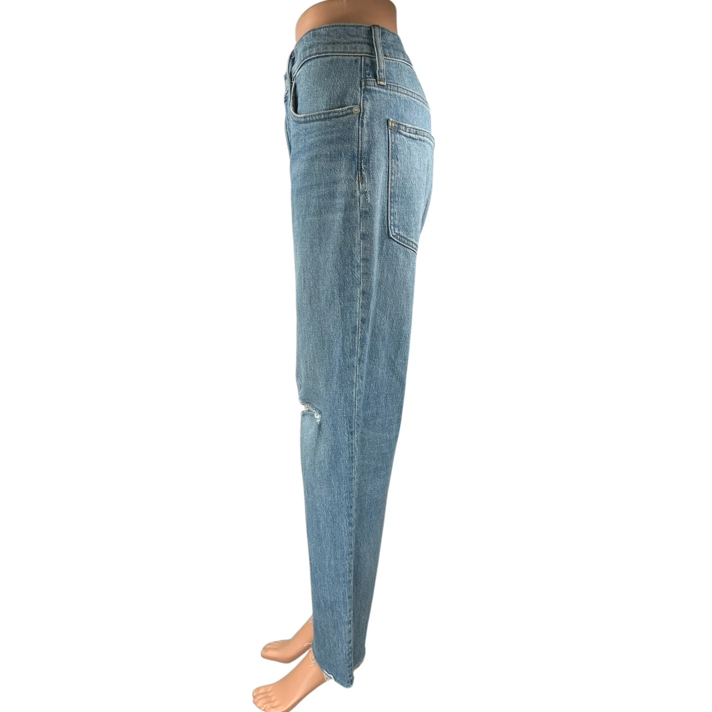 Madewell The Perfect Vintage Blue High Rise Distressed Straight Denim Jeans 32 - Image 2