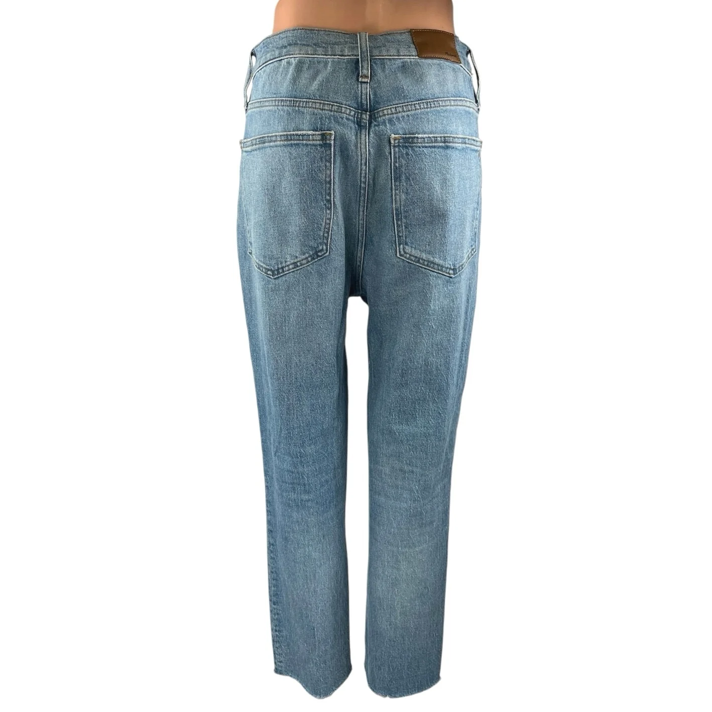 Madewell The Perfect Vintage Blue High Rise Distressed Straight Denim Jeans 32 - Image 3