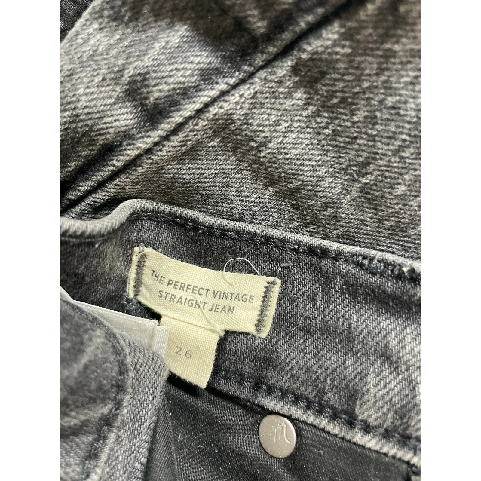 Madewell The Perfect Vintage Women's Black High Rise Straight Denim Jeans Sz 26 - Image 6