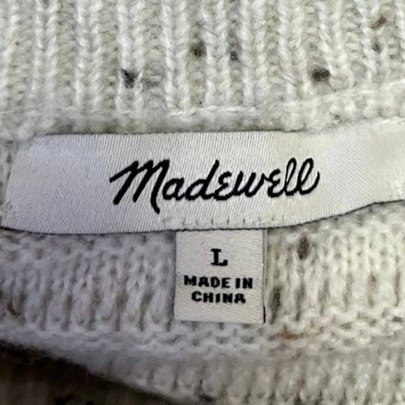 Madewell White Black Crew Neck Oversized Knit Cozy Pullover Sweater Top Size L - Image 3