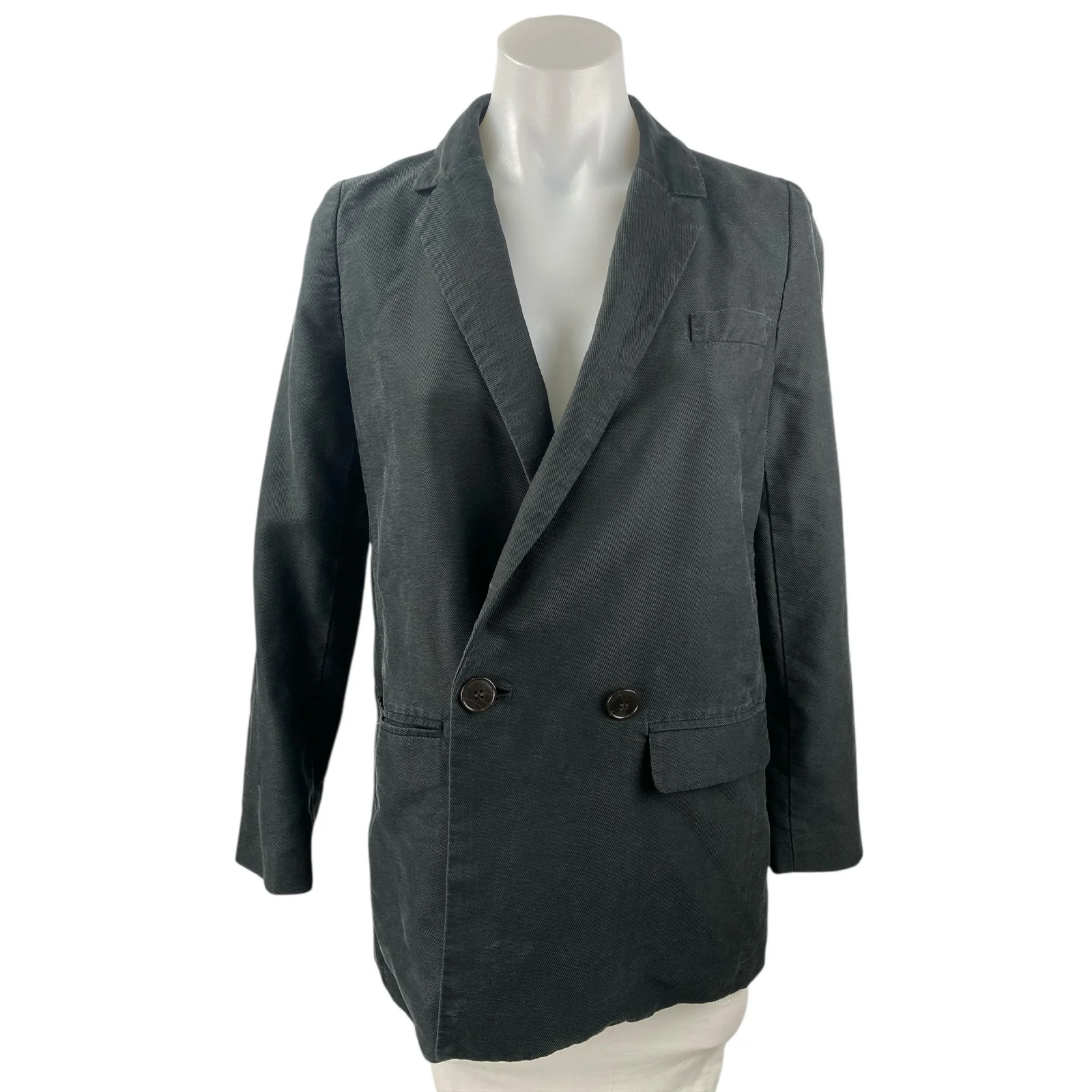 Madewell Women Gray Long Sleeve Double Breasted Notch Blazer Coat Jacket Size XS