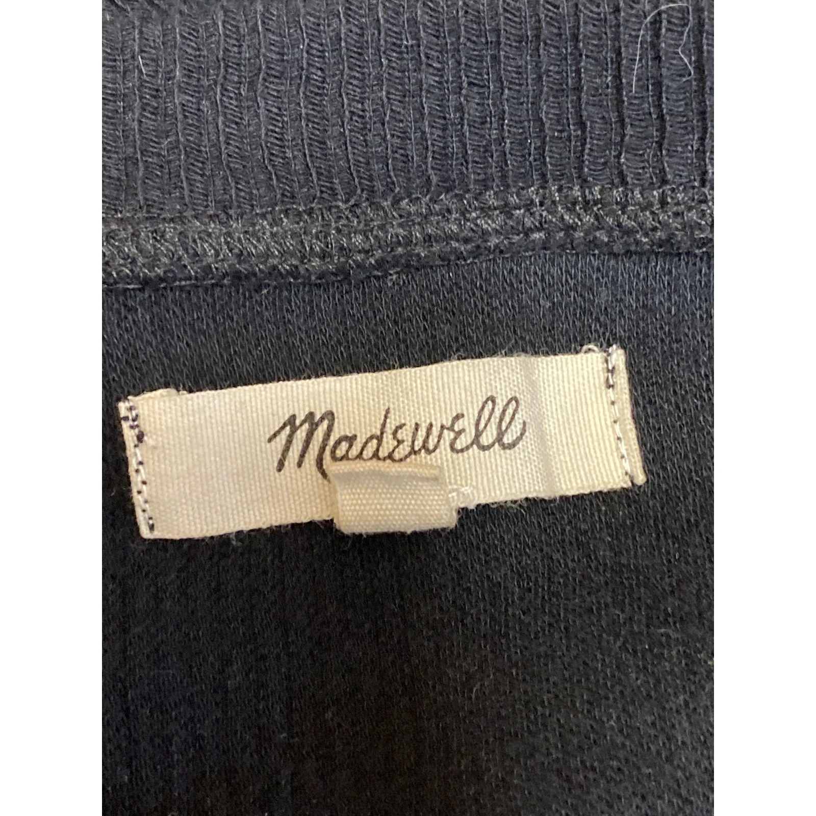Madewell Womens Black Asymmetric Hem Rib Knit Crewneck Long Sleeve Sweater Top M - Image 3