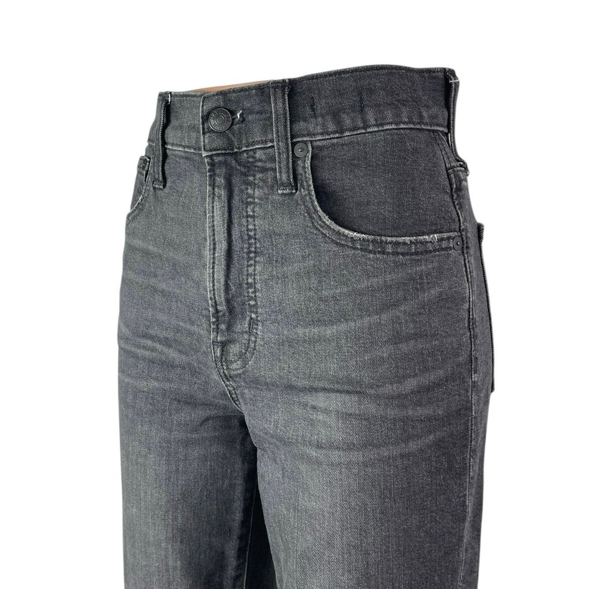 Madewell Women's Black High Waisted Faded Straight Leg Denim Jeans Pants Sz 25T - Image 3