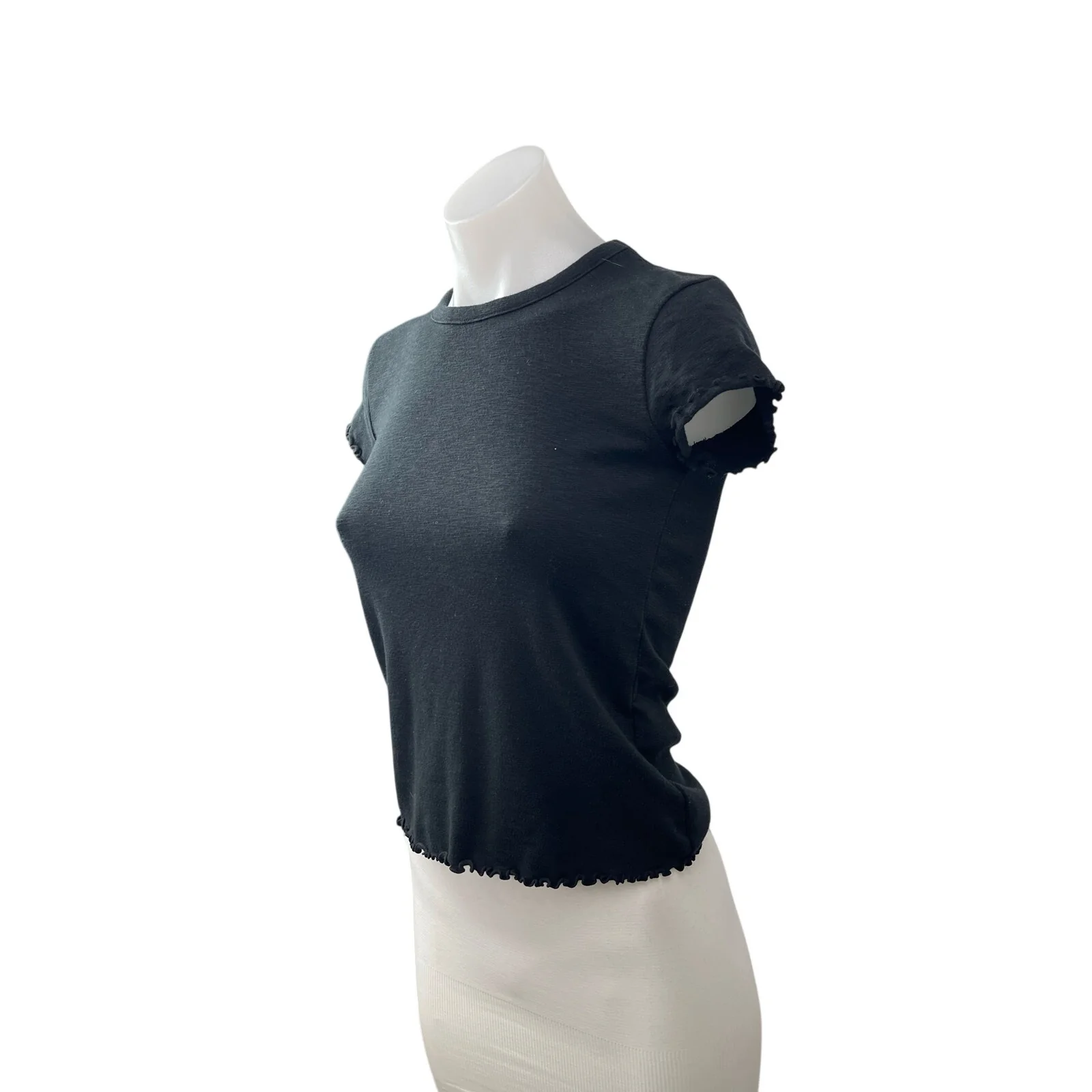 Madewell Women's Black Lettuce Short Sleeve Crew Neck T Shirt Tee Top Size XS - Image 2