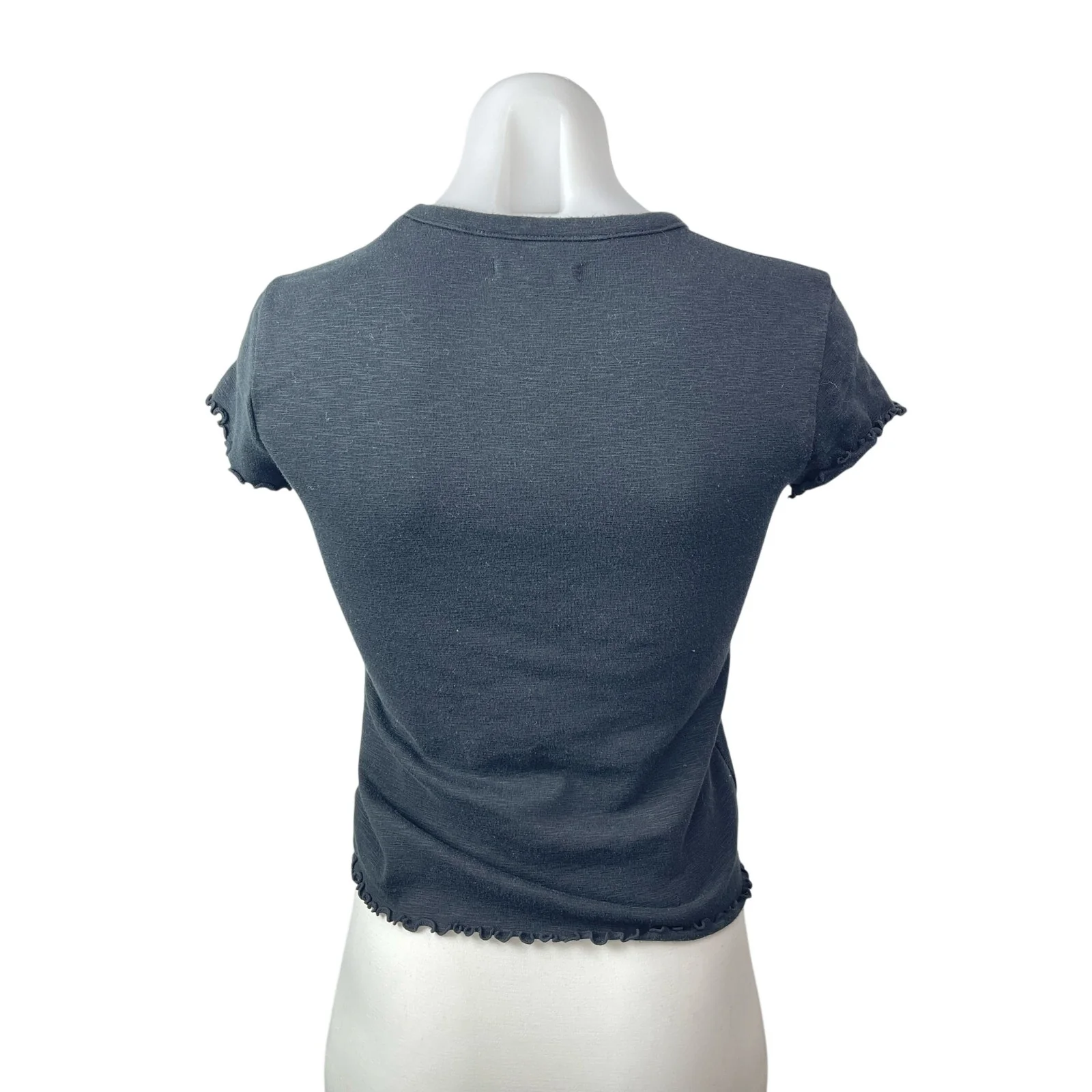 Madewell Women's Black Lettuce Short Sleeve Crew Neck T Shirt Tee Top Size XS - Image 4