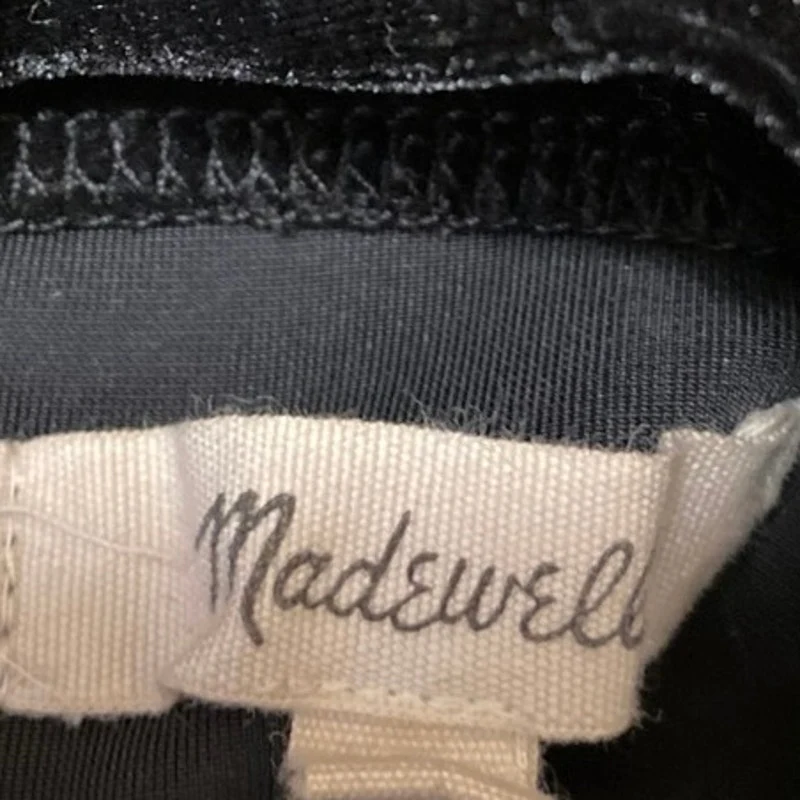 Madewell Women's Black Velvet Velour Mock Neck Short Sleeve Sweater Top Size L - Image 3