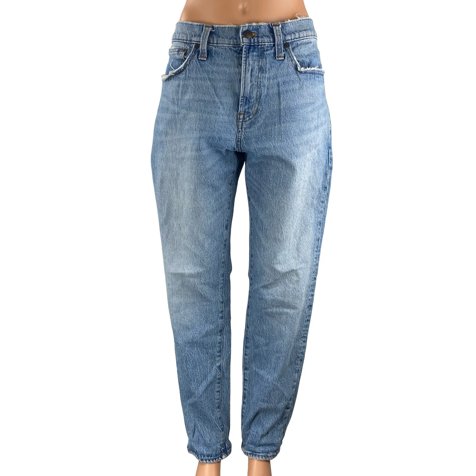 Madewell Women's Blue Baggy Barrel Carrot Balloon Tapered Denim Jeans Pants 32