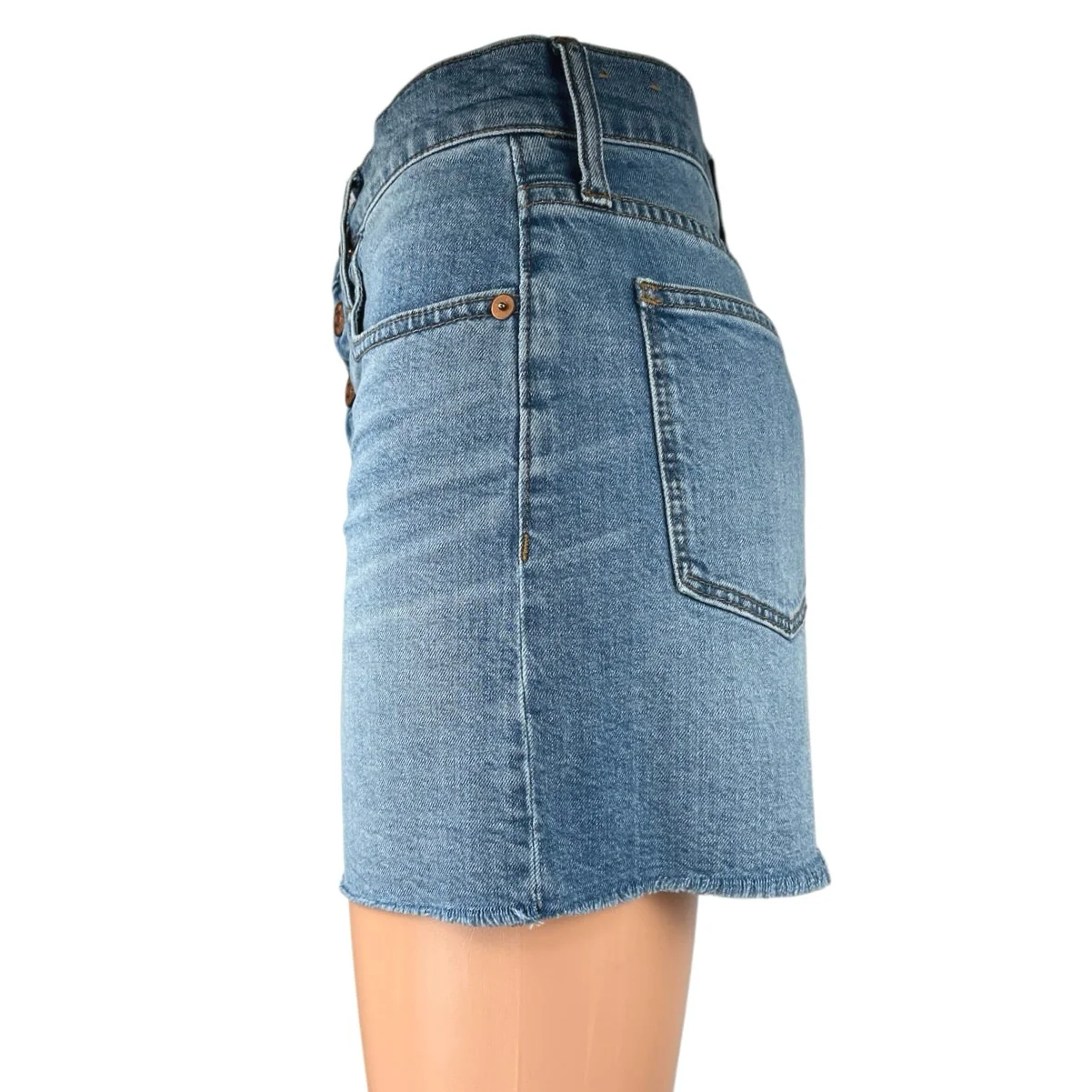 Madewell Women's Blue Button Fly High Rise Cut Off Denim Jean Shorts Size 25 - Image 2