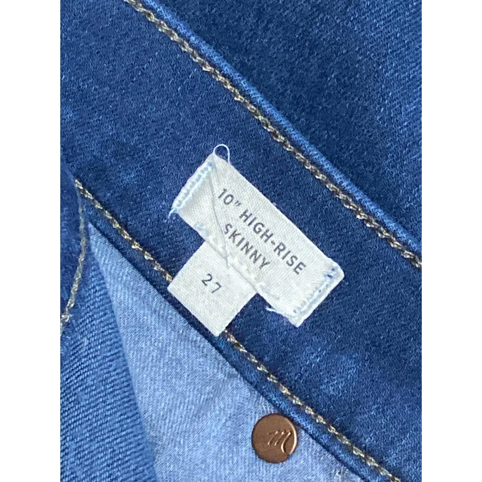 Madewell Women's Blue Dark Wash 10" High Rise Skinny Leg Denim Jeans Pants Sz 27 - Image 6