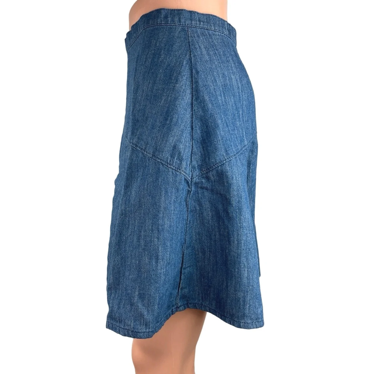 Madewell Women's Blue Denim Back Zip Closure A-Line Flare Mini Jean Skirt Size 2 - Image 2