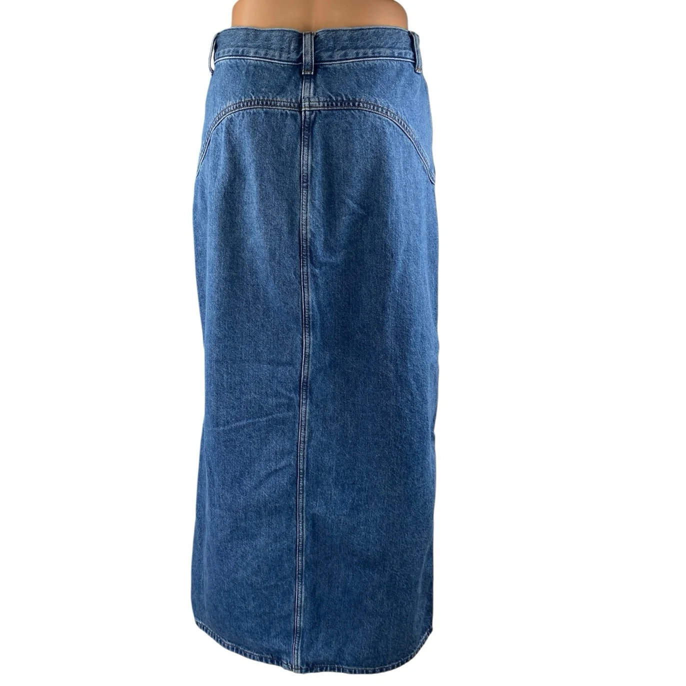 Madewell Women's Blue High Waisted Slit Straight Midi Denim Jean Skirt Size 26 - Image 3