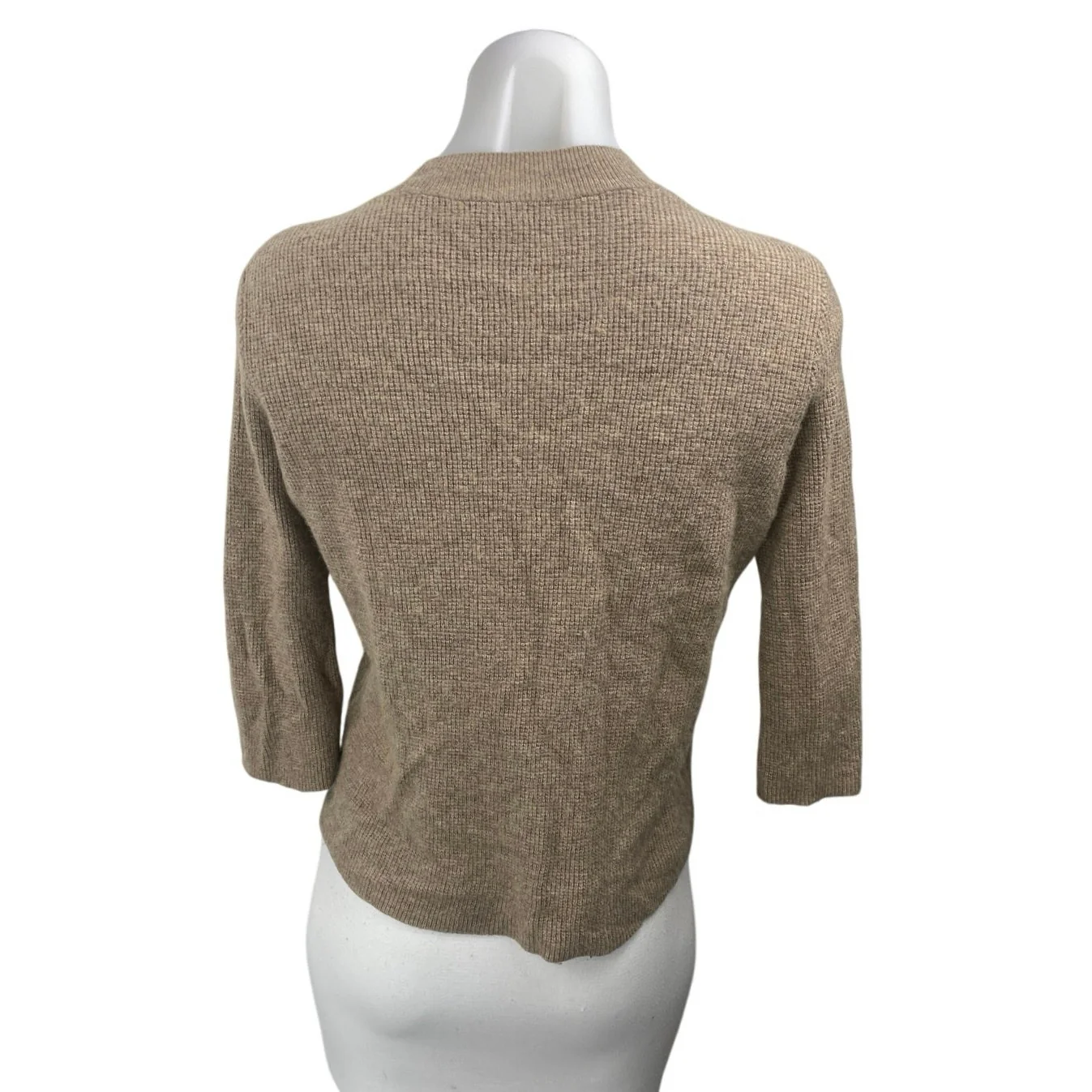 Madewell Women's Brown Tan Rib Knit Mock Neck 3/4 Sleeve Sweater Top Size XS - Image 2