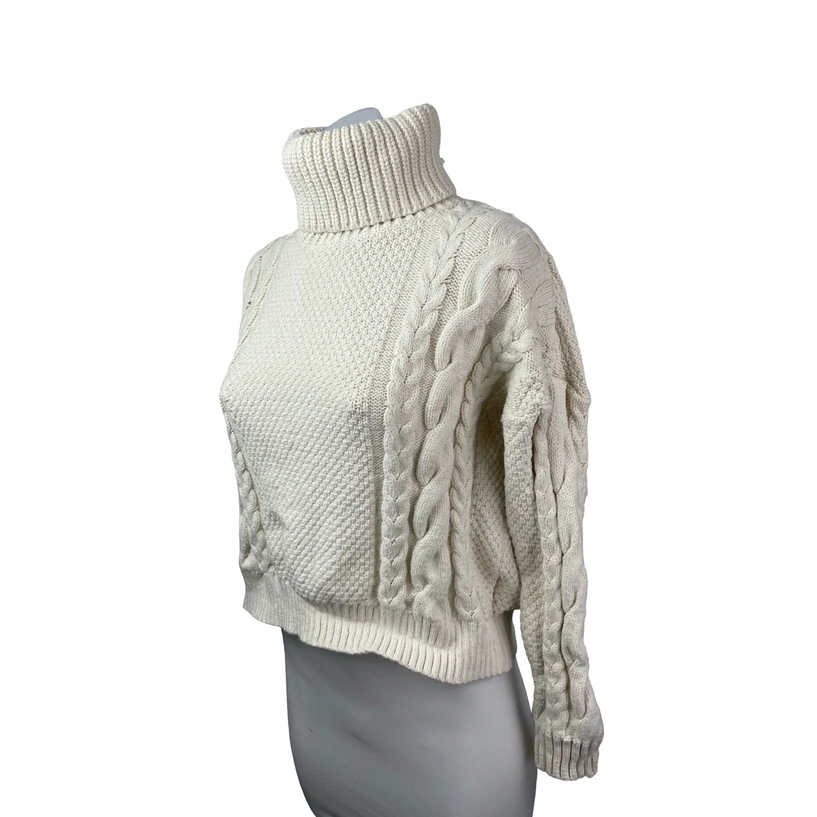 Madewell Women's Cable Knit Turtle Neck Long Sleeve Sweatshirt Sweater Top Sz M - Image 4