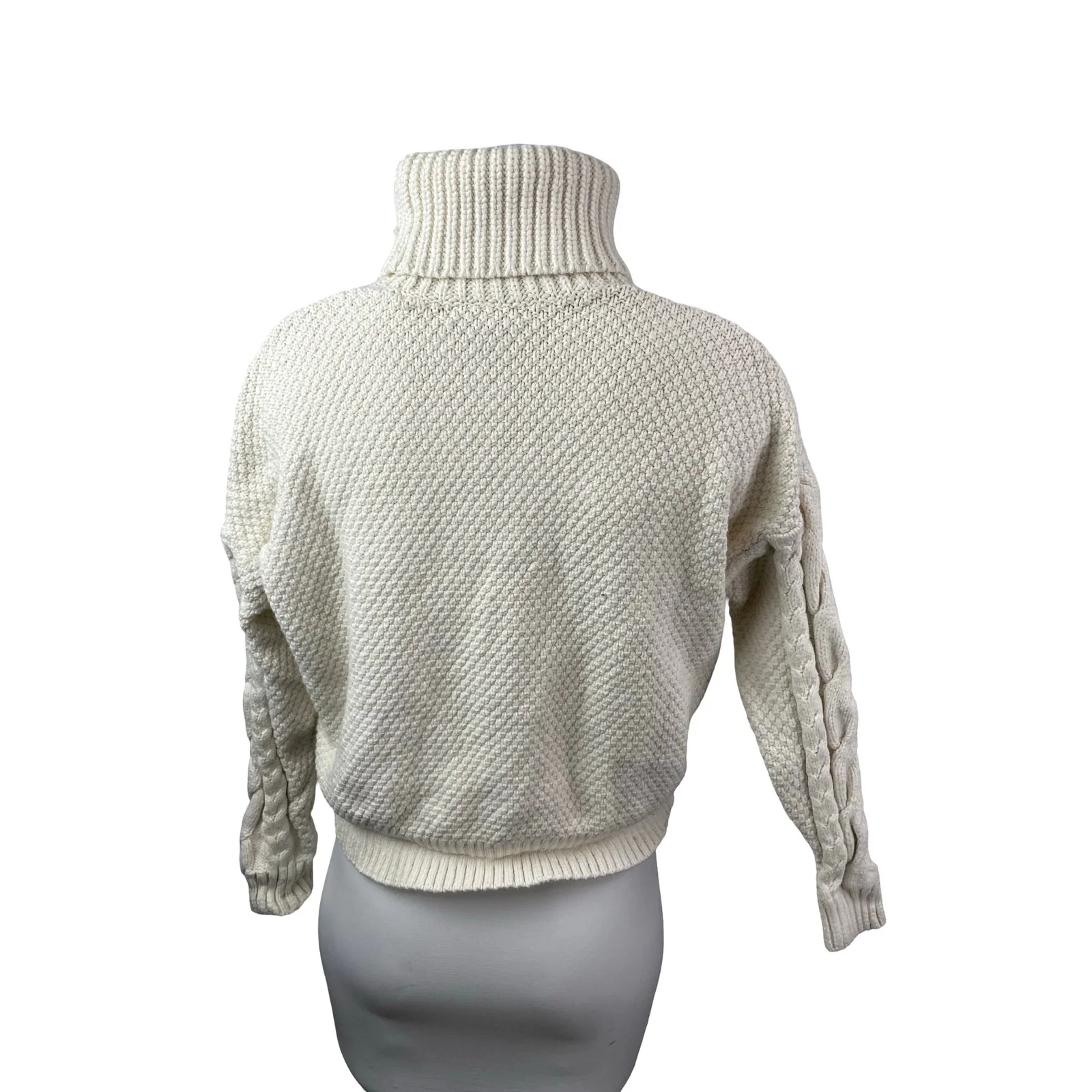 Madewell Women's Cable Knit Turtle Neck Long Sleeve Sweatshirt Sweater Top Sz M - Image 5