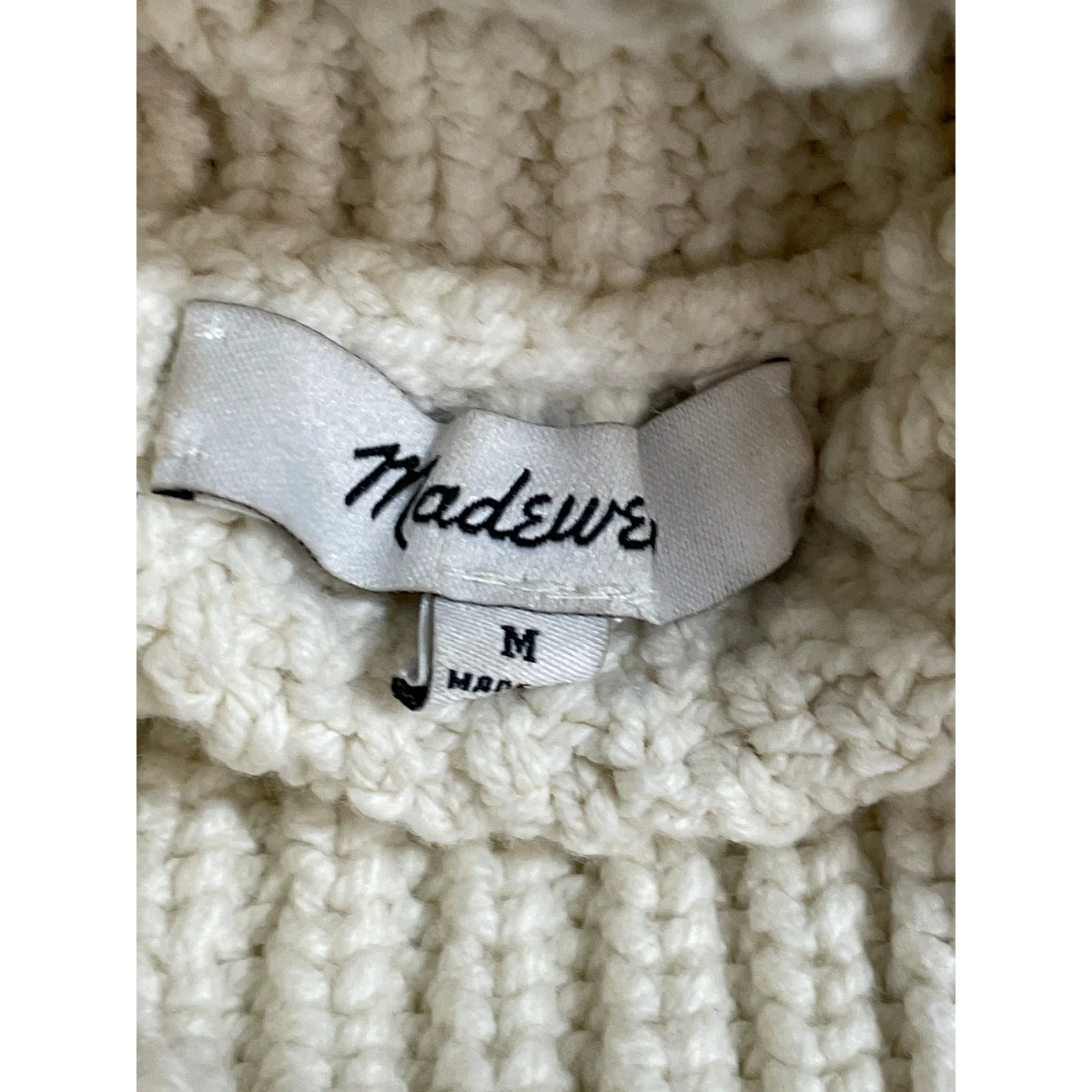 Madewell Women's Cable Knit Turtle Neck Long Sleeve Sweatshirt Sweater Top Sz M - Image 6