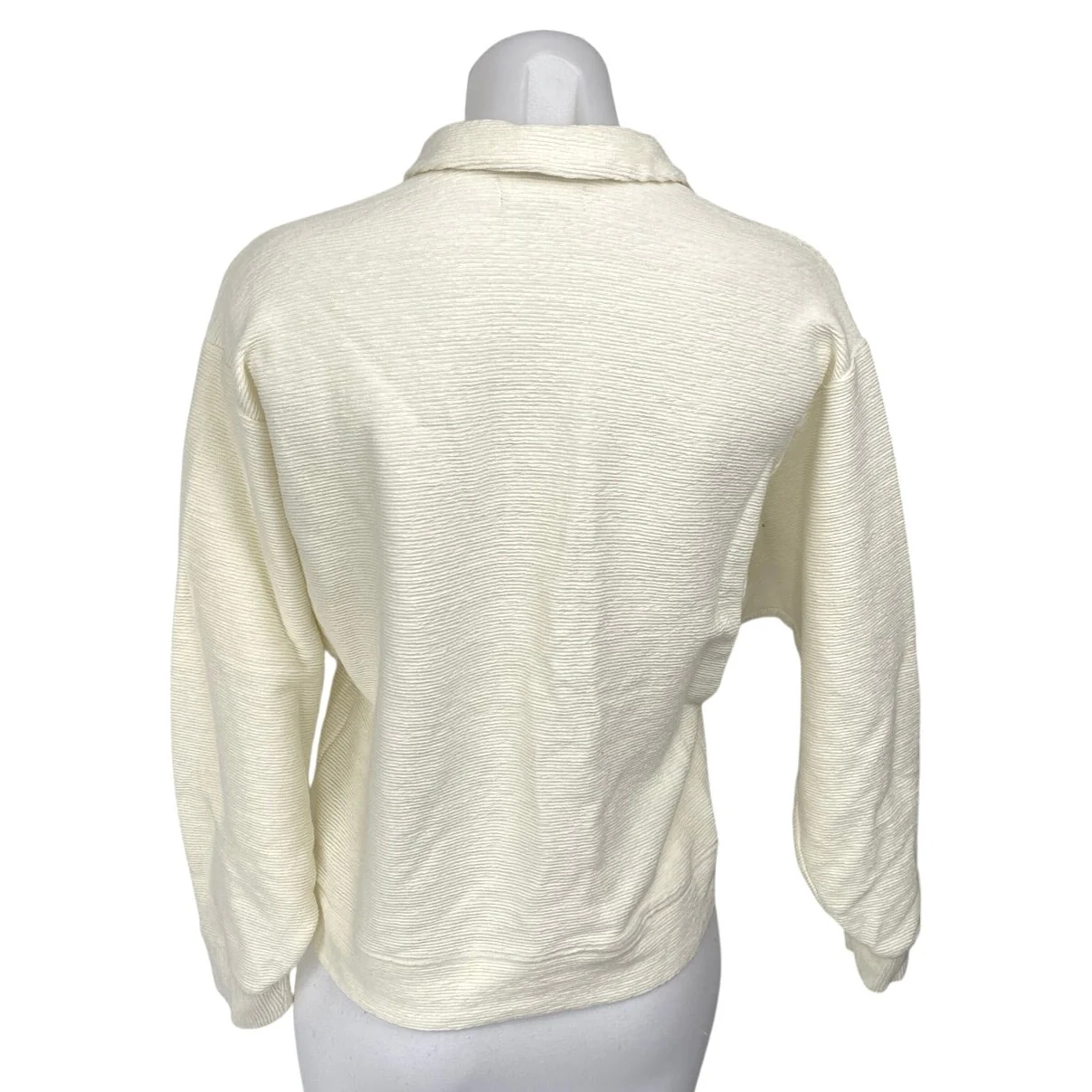 Madewell Women's Cream Ribbed Knit Polo Collar Long Sleeve Sweater Top Size XS - Image 2