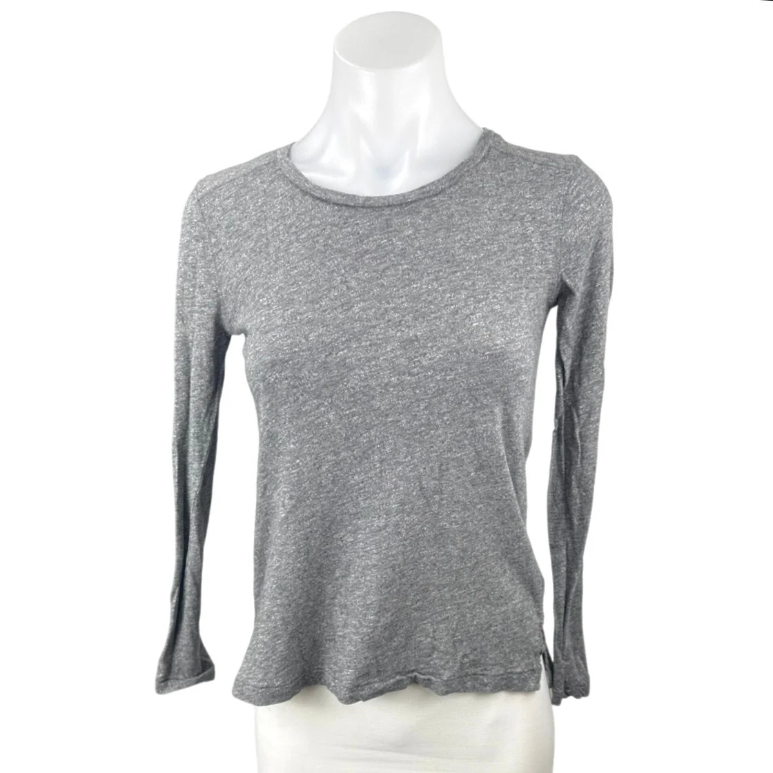 Madewell Womens Gray Heather Knit Long Sleeve Round Neck T Shirt Tee Top Size XS